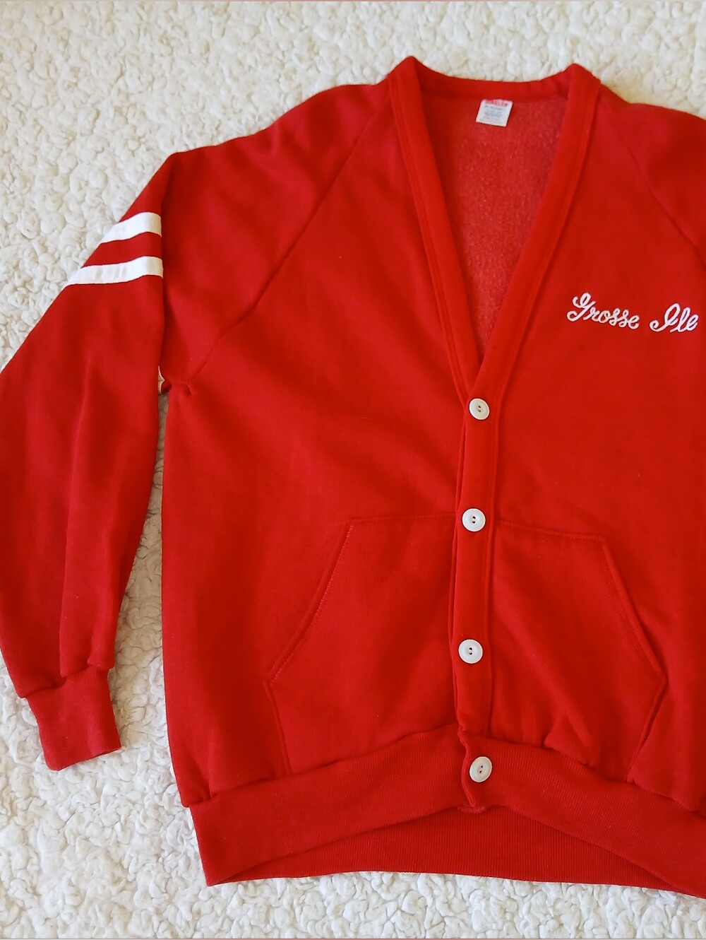 Jerzees By Russel Cardigan Adult Large 42-44 Red Vintage Made In USA
